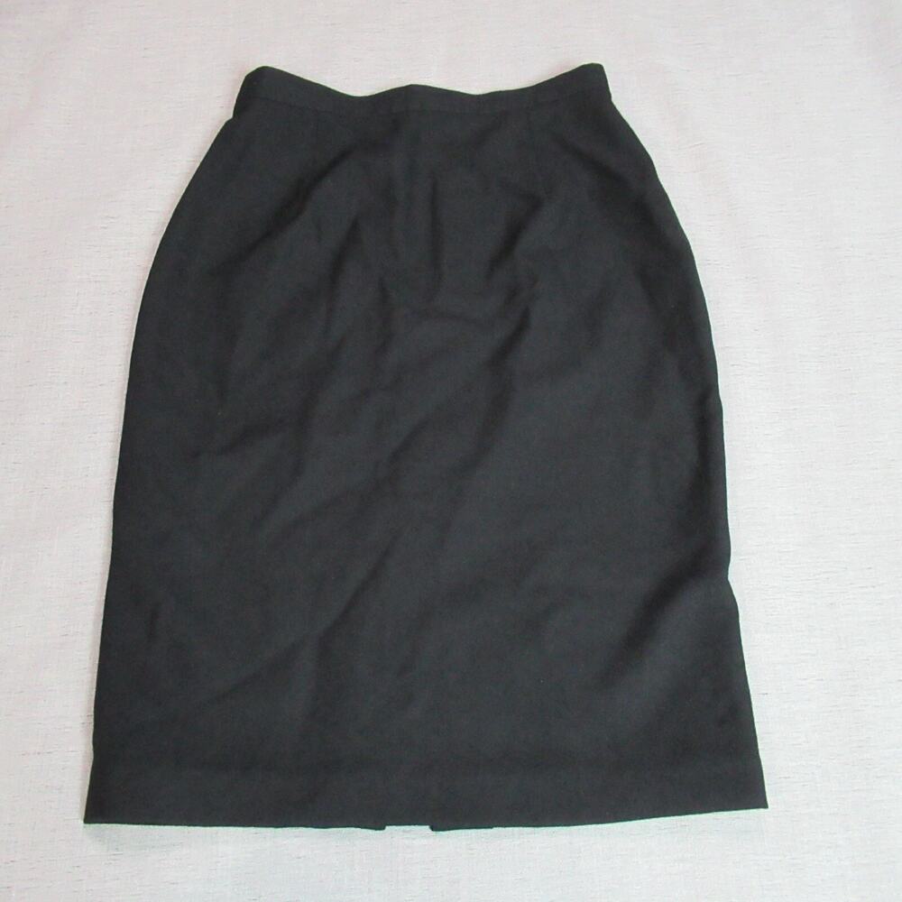 Vintage Alvin Bell Skirt Womens Size 12 Black 100% Wool Modest Career Business